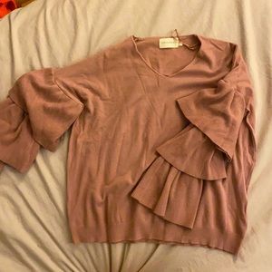 Dreamers pink sweater with ruffles sleeves